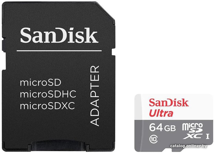 Micro SD 64 Gb SanDisk UHS-I SDSQUNR-064G-GN3MA + переходник под SD