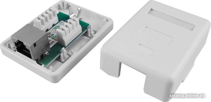 Розетка Hyperline SB1-1-8P8C-C5e-SH-WH RJ-45(8P8C), кат 5e, экранированная, одинарная, внешняя, Dual IDC