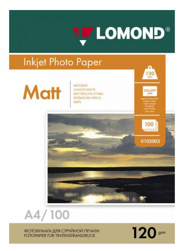 Бумага Lomond 0102003 (A4, 100 листов, 120 г/м2, матовая односторонняя)