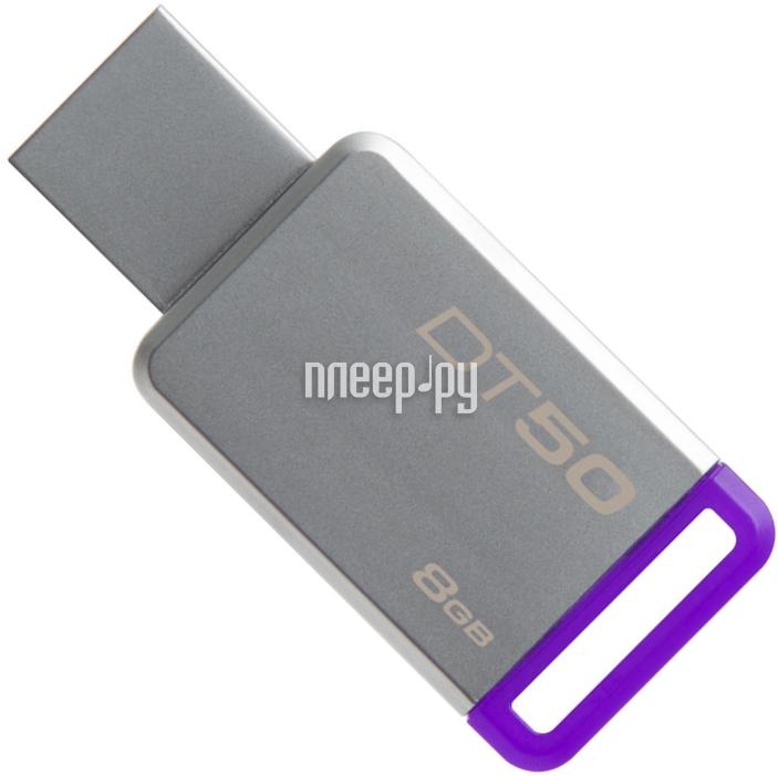 8 Gb USB3.1 Kingston DataTraveler 50 (DT50/8GB), Silver-Purple