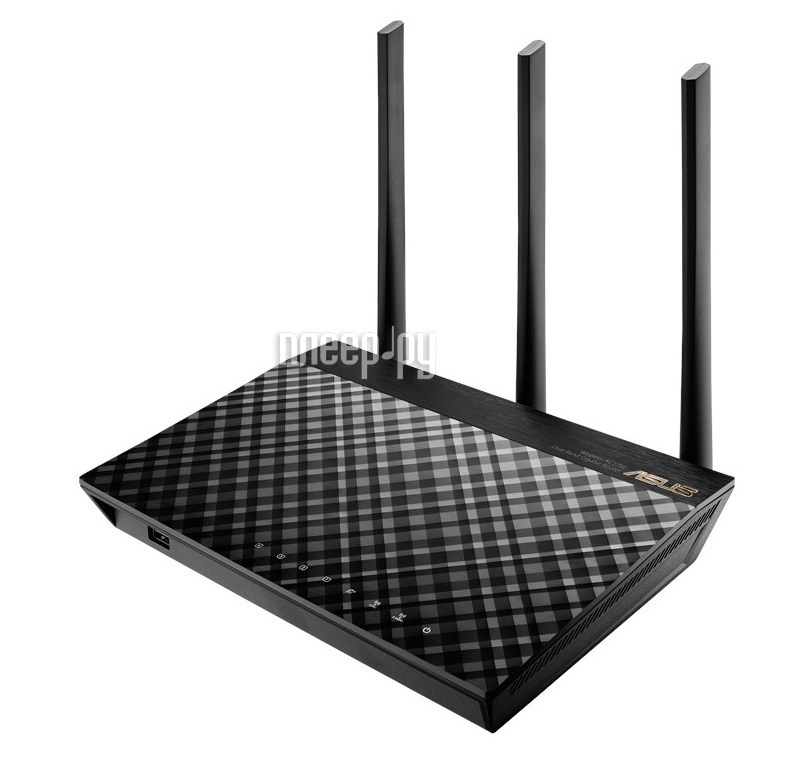 Wireless Router ASUS RT-AC66U B1 (90IG0300-BM3100) (WiFi 1.3Гбит/сек. + 4 порта LAN 1Гбит/сек. + 1 порт WAN 1Гбит/сек. + 1 порт USB2.0 + 1 порт USB3.0) RTL