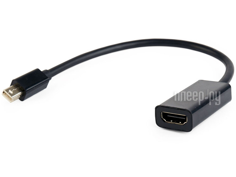 Переходник miniDisplayPort - HDMI, Cablexpert, 20M/19F, черный, пакет (A-mDPM-HDMIF-02) 0.15m