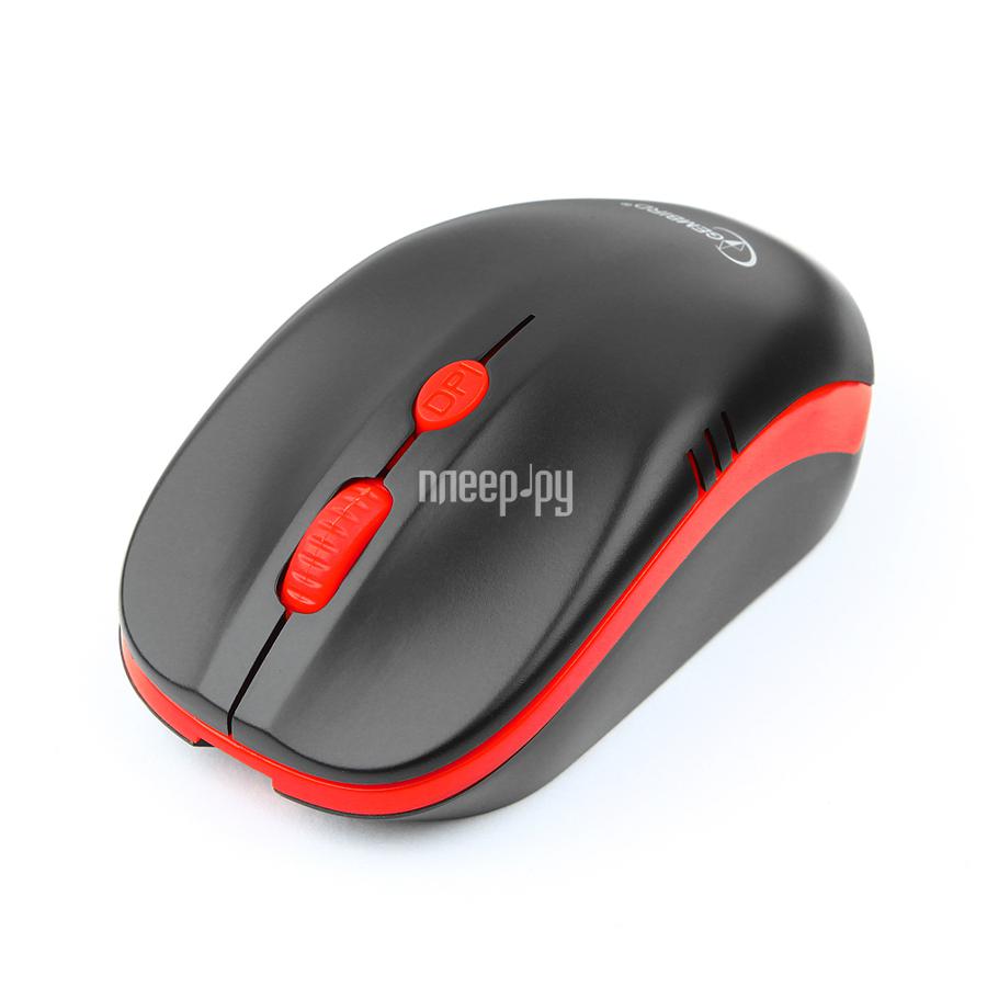 Mouse Wireless Gembird MUSW-350 (4кн.+скр., черно-красный, USB) RTL