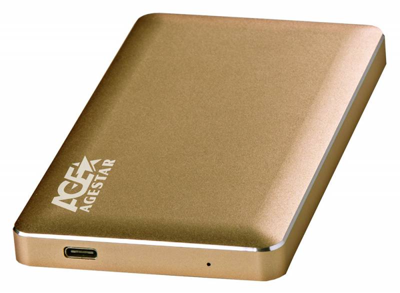External case for HDD 2,5" AgeStar 31UB2A16C Gold (2.5", SATA, USB3.1 Type-C) 75x11x126мм RTL