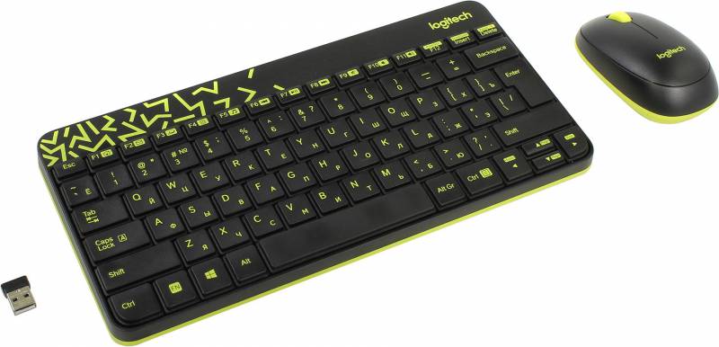 Клавиатура + мышь Logitech Cordless Desktop MK240 Nano Black-Yellow (920-008213) RTL