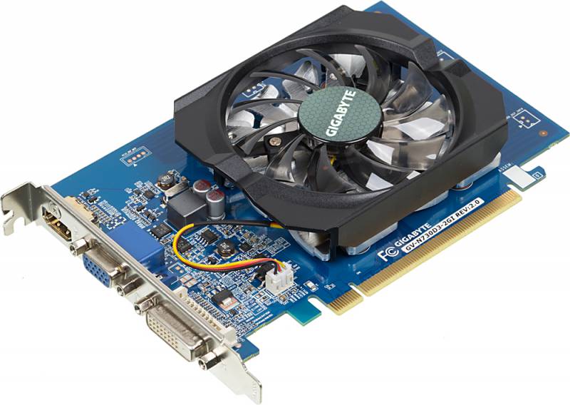 NVIDIA GeForce Gigabyte GT730 (GV-N730D3-2GI) (rev. 2.0) 2048MB DDR3 (64bit, Fan, 902/1800MHz) DVI, HDMI, RTL