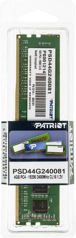 DDR4 4GB PC-19200 2400MHz Patriot (PSD44G240081) CL16