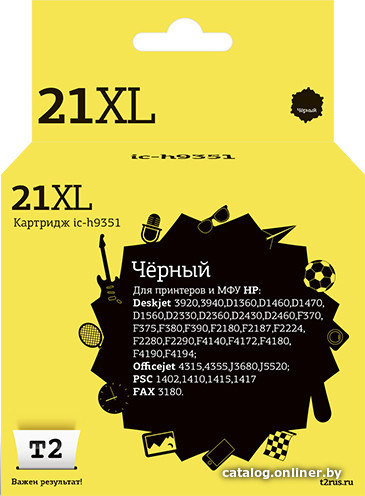 Картридж T2 IC-H9351(C) (№21XL) Black для HP DJ 3920/3940/D1460/1470/1560/2330/2360,OJ 4315/4355/5605/5607
