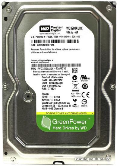 HDD 3.5" SATA-III WD 320GB AV-GP (WD3200AUDX) 7200RPM 32Mb 6Gb/s