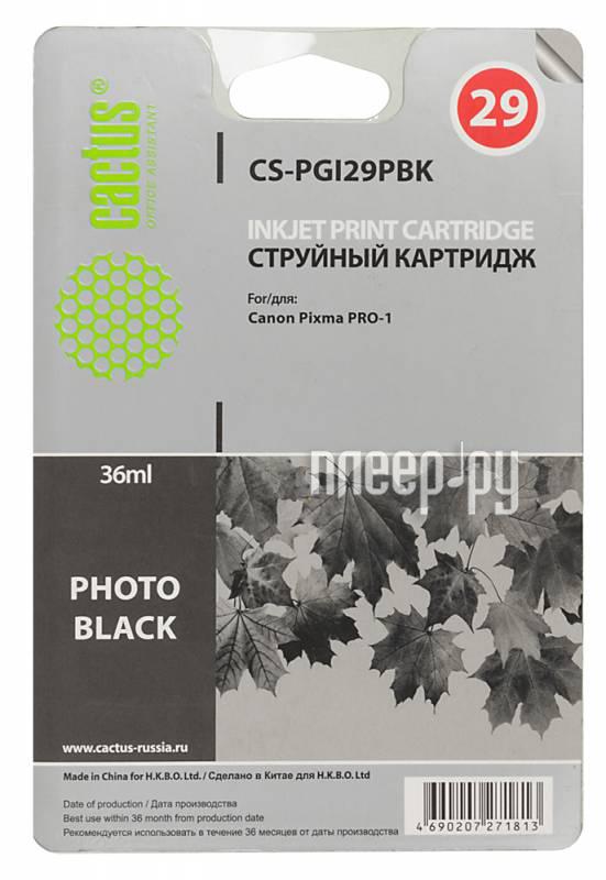 Картридж Cactus CS-PGI29PBK Black для Pixma Pro-1