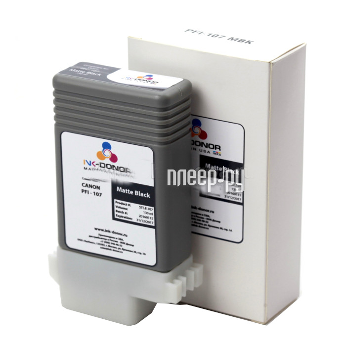 Картридж INK-Donor (аналог Canon PFI-107MBK) Matte Black INK-107MBK