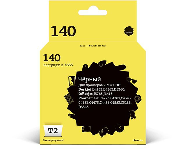 Картридж T2 IC-H335 №140 Black для HP Deskjet D4263/D4363/D5360/Officejet J5783/J6413/Photosmart C4273/C4283/C4343/C4383/C4473/C4483/C4583/C5283/D5363